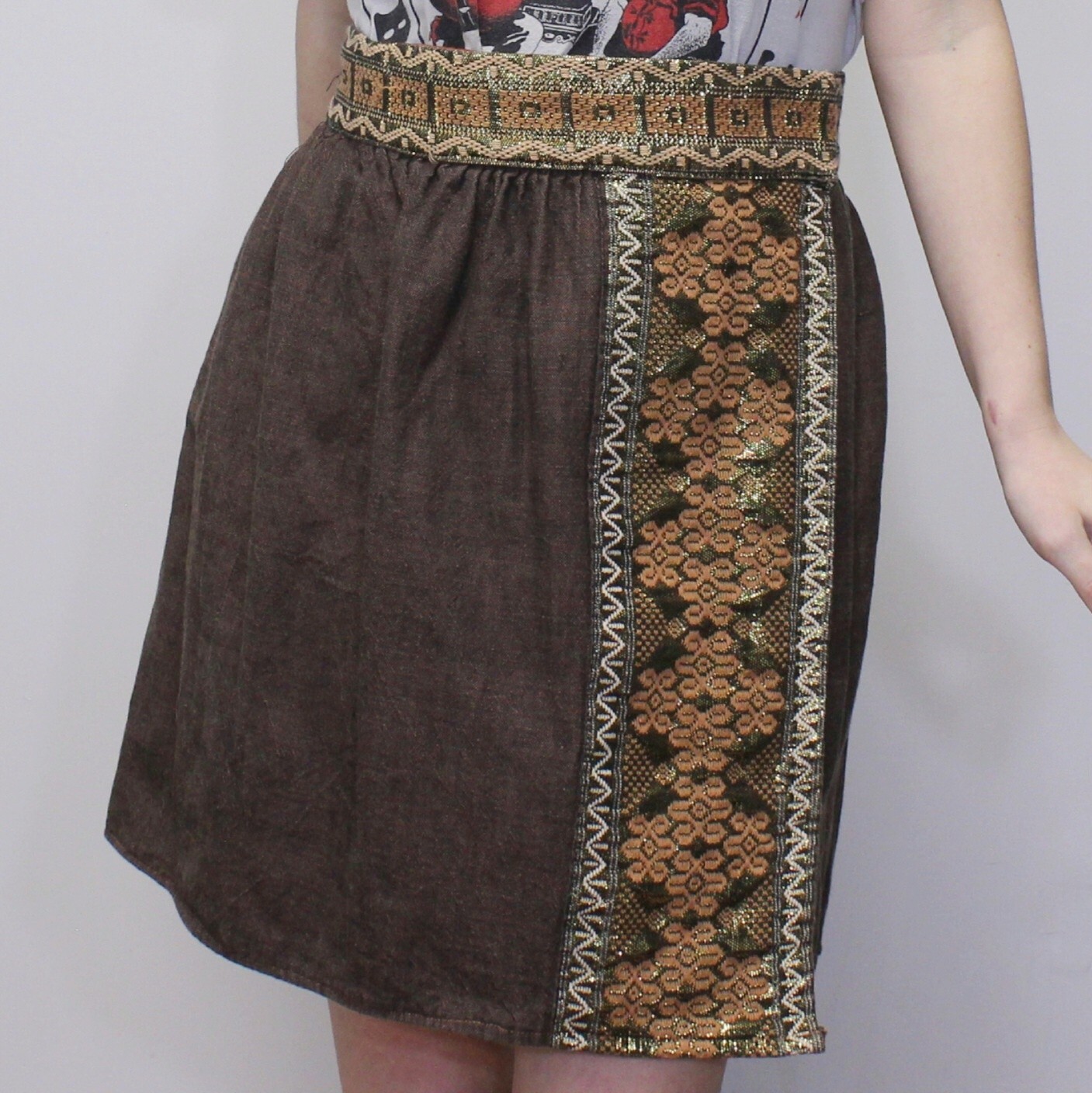 Vintage 60s High Waisted Woven Guatemalan Style Wrap Mini Skirt by Mayan Modern