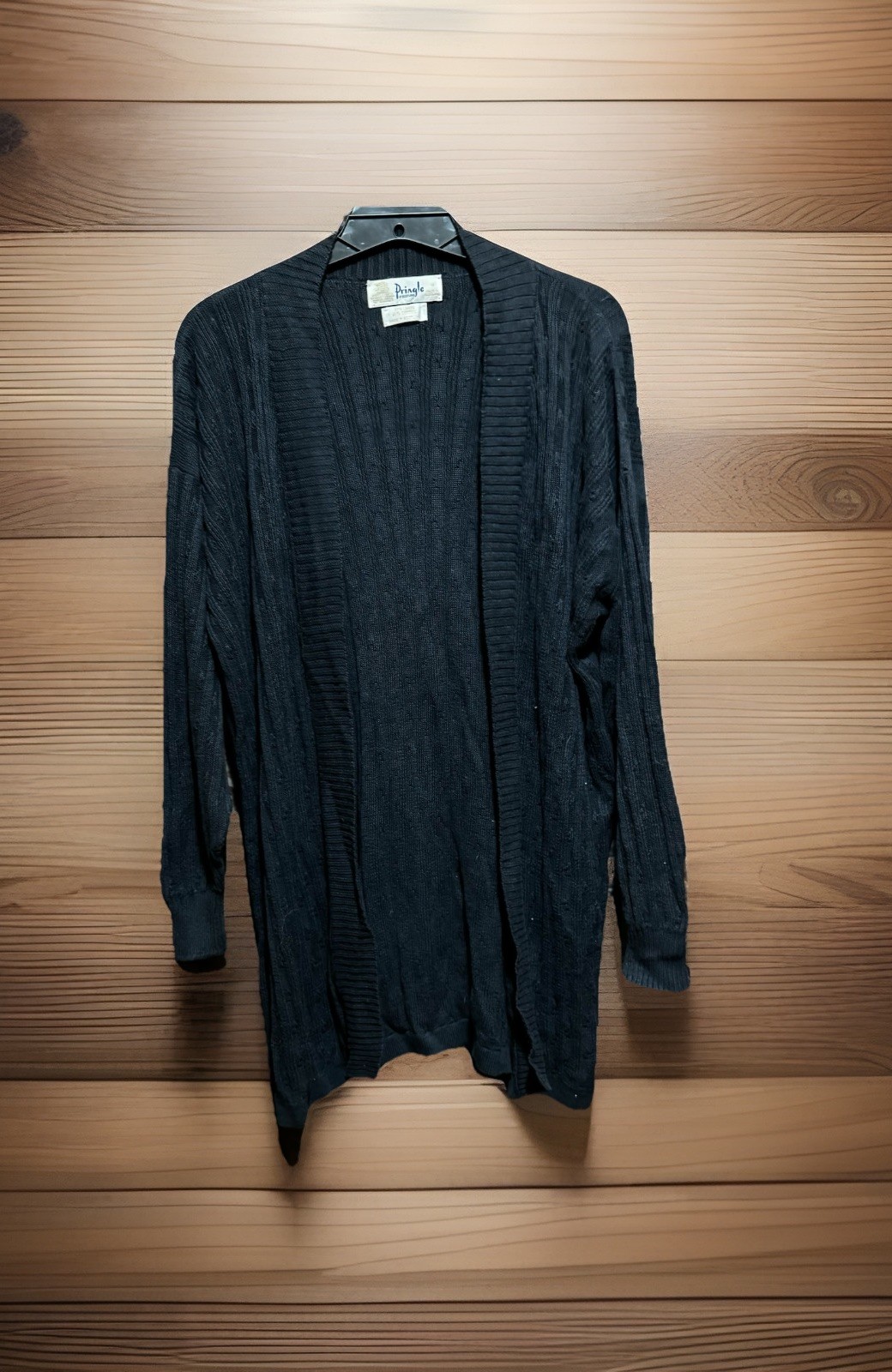 Pringle Of Scotland Open Front Cardigan Women’s Size M Blue Linen Blend Vintage