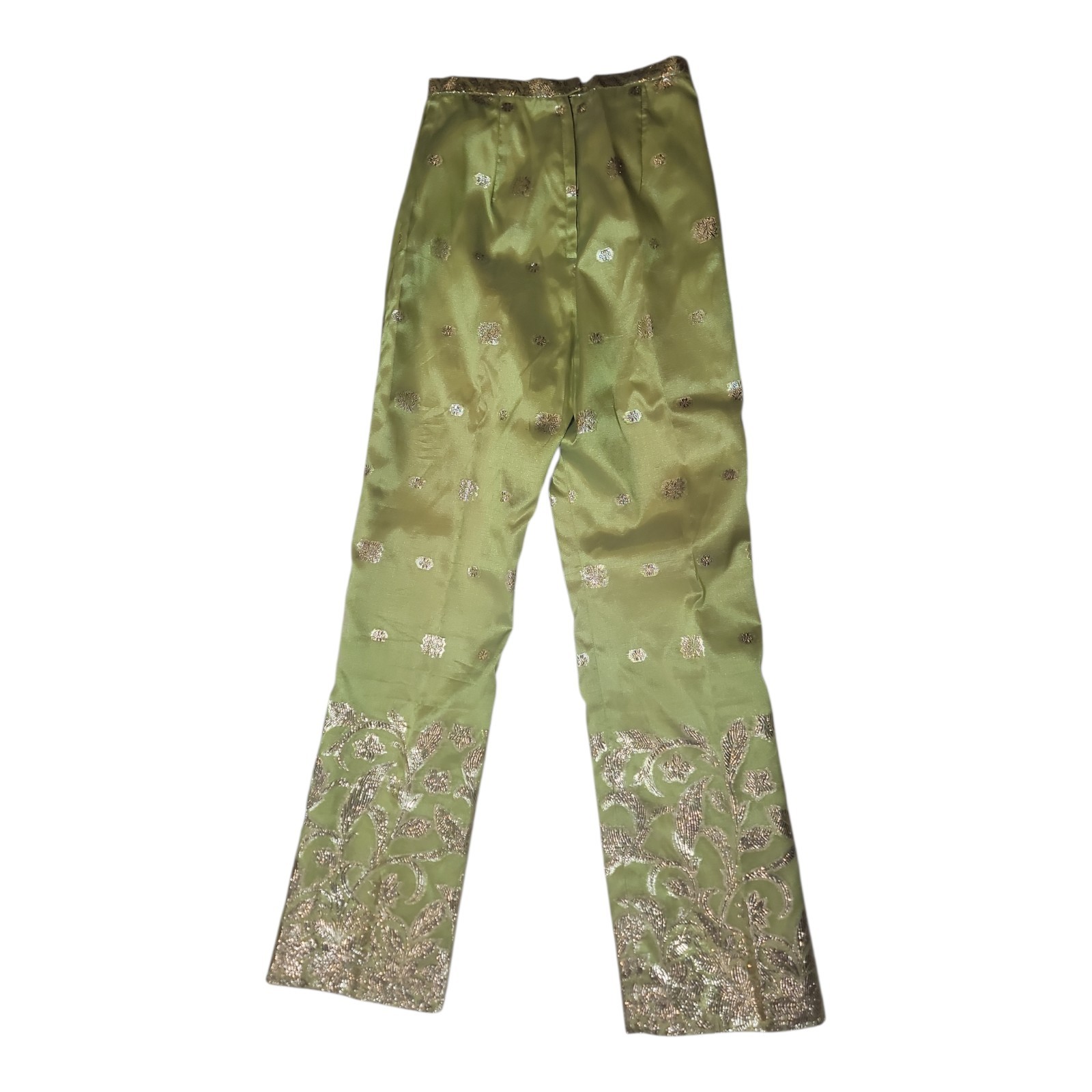 Vintage Lilli Diamond Pants & Dress Set Green & Gold Brocade