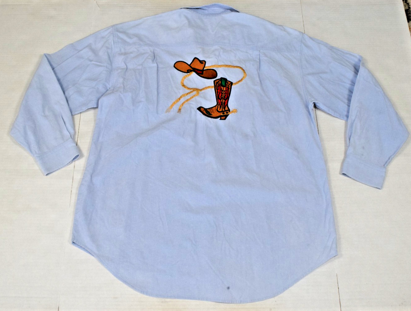 Vintage Western Shirt Casey Coleman Size L 90s Blue Embroidered Cowboys