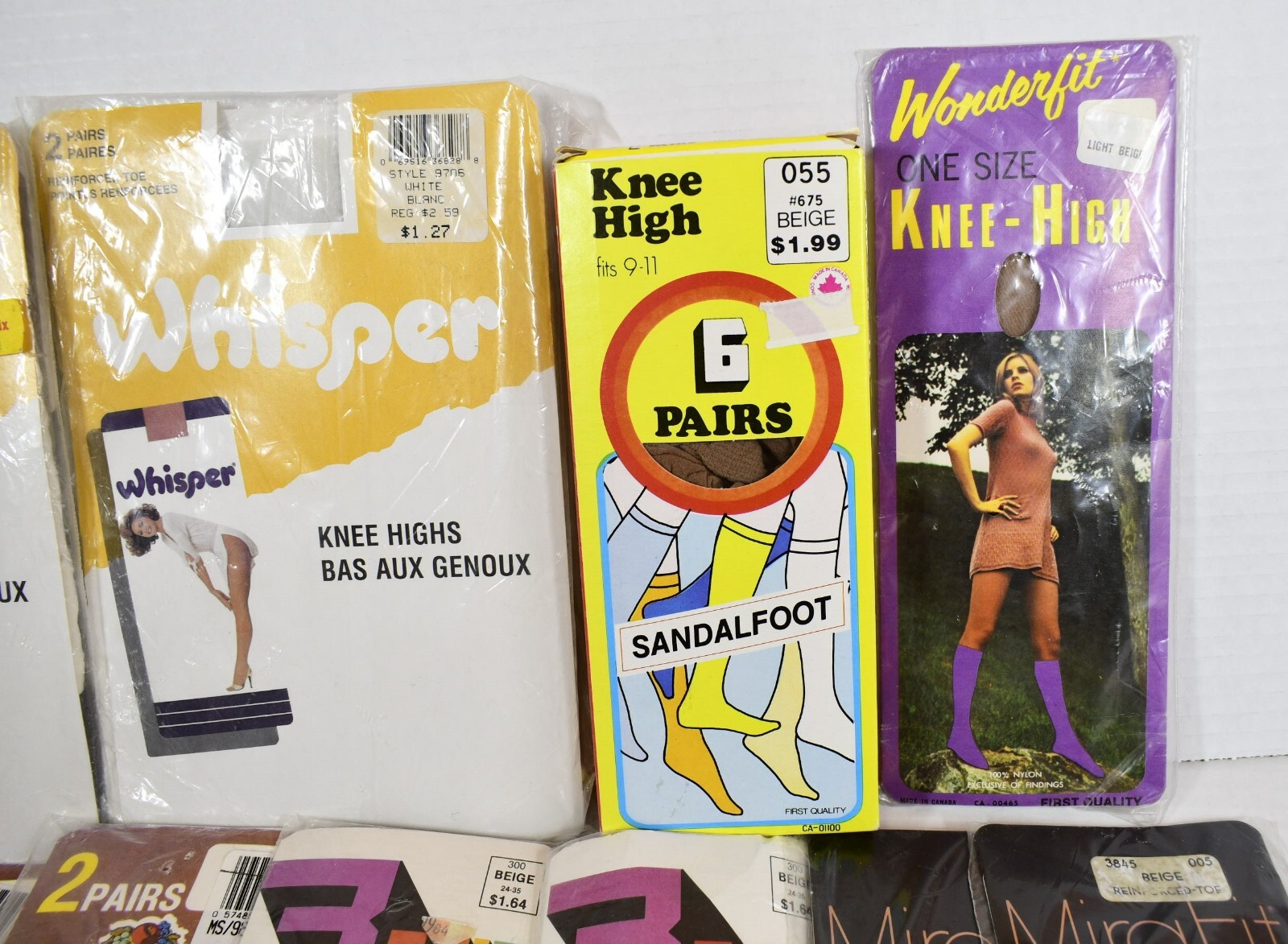 ✅Vintage KNEE HIGHS LOT of 17 Packages Assorted Brands/Colors One Size Canada