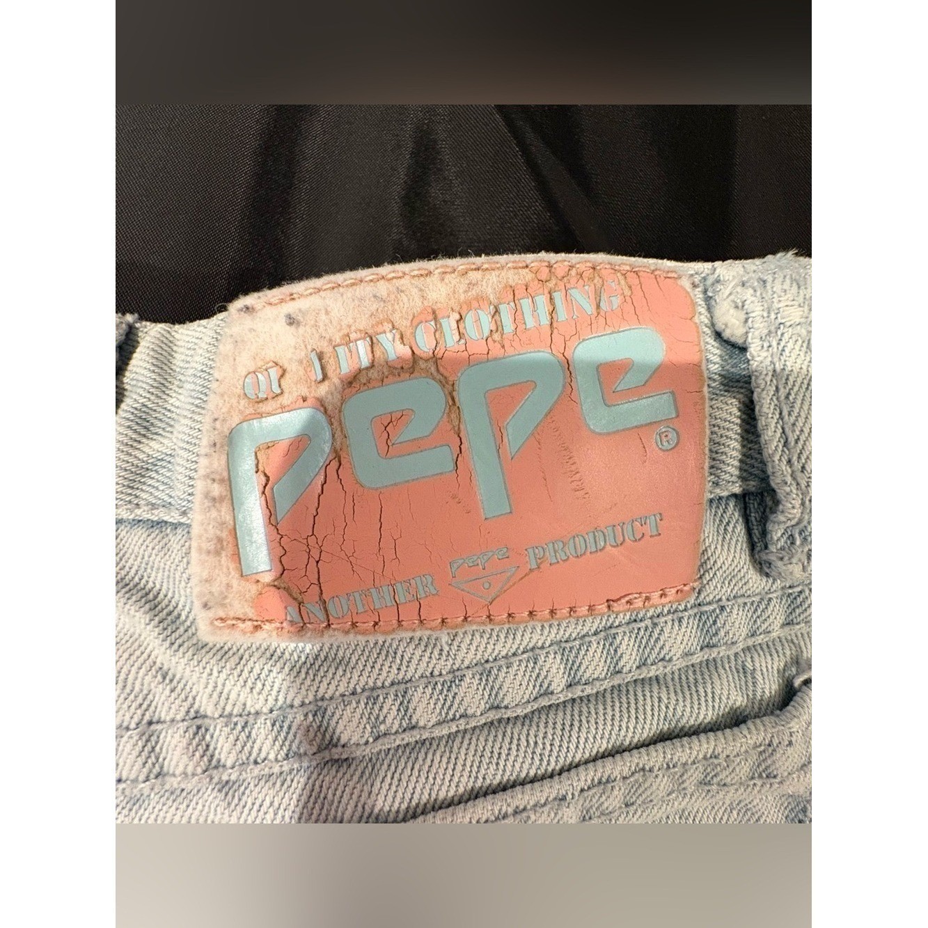 Vintage 90s Pepe Shorts Ice Wash Cut Offs Raw Hem Jorts Button Fly 26″ Waist