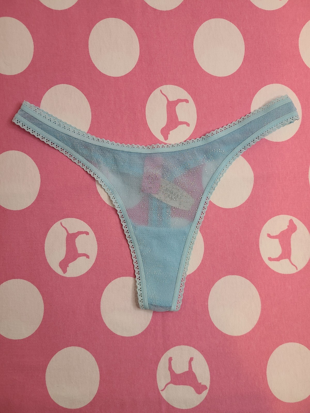 NWT Y2K VS PINK Sparkle Mesh Thong Panty Size M ✨️