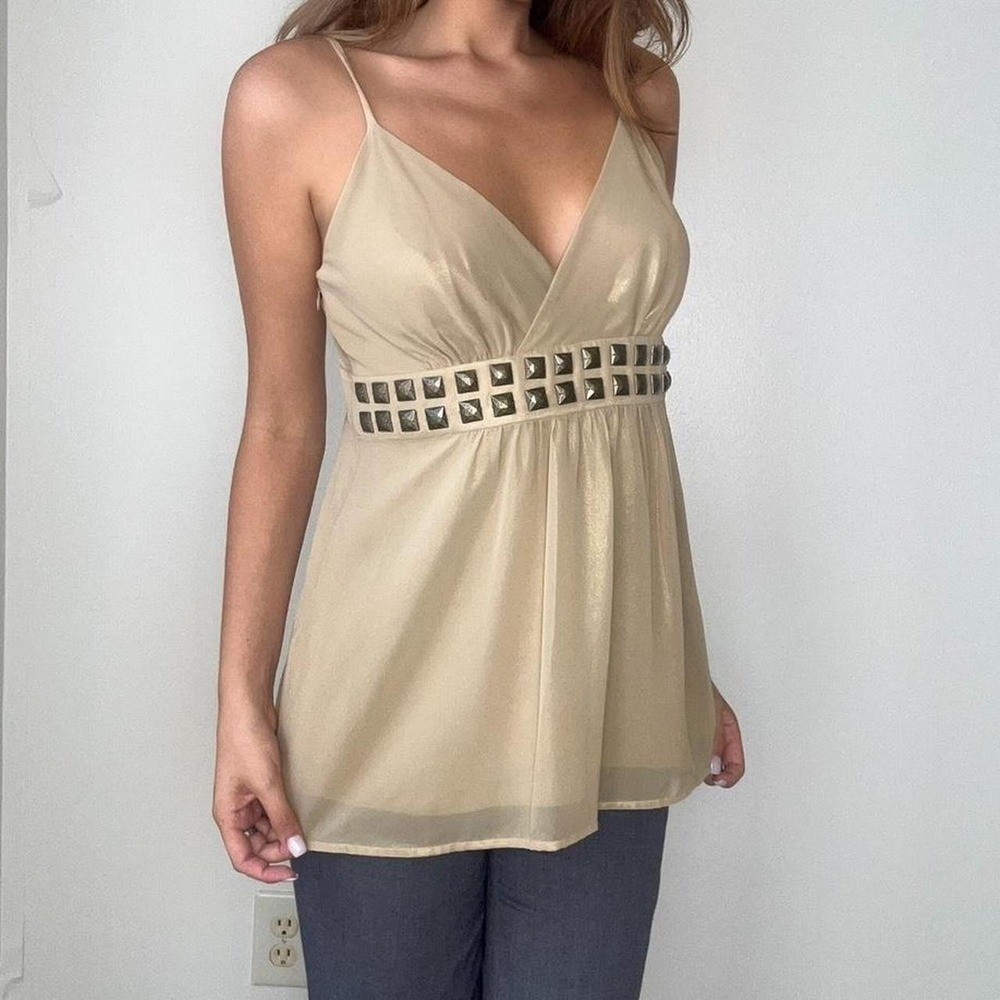 dainty 2000s gold v neck tank