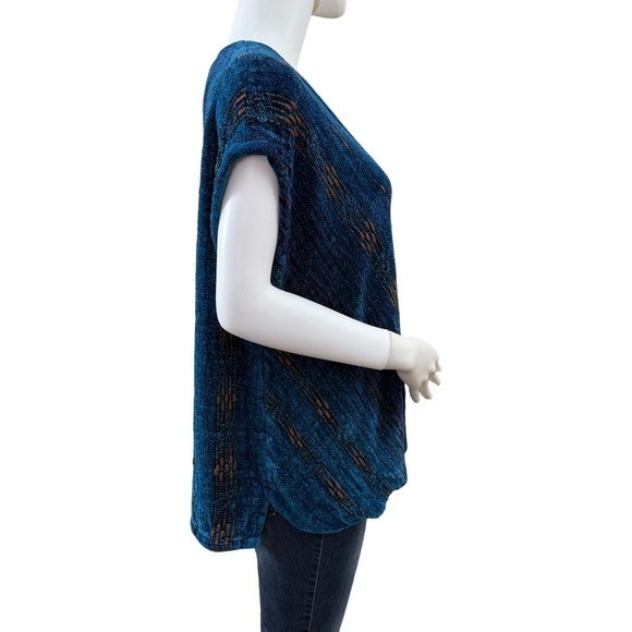 CYNTHIA KRAUSE WEAVERS Vintage Teal Blue Chenille Knit Wrap Vest One Size Artsy