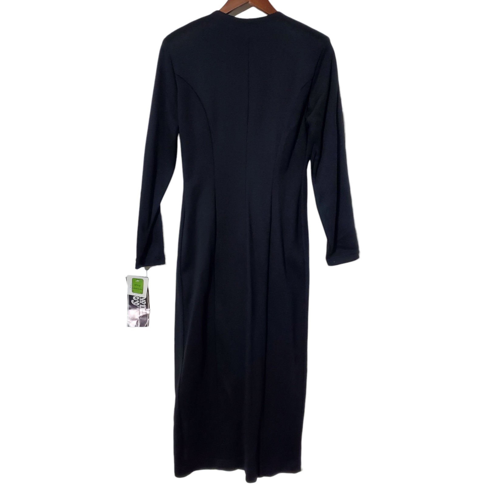 Vtg Black Knit Button Up Dress Size 10 Dawn Joy 1970s 1940s Femme Fatale NWT