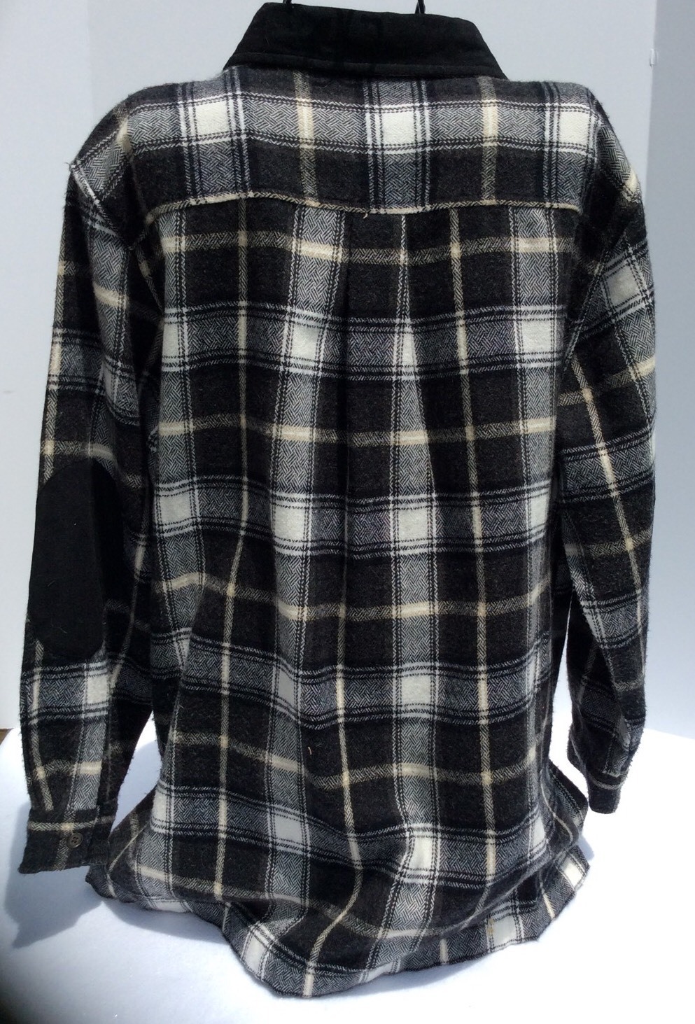 NWB Casuals Plaid Shirt Jacket Women Size M Wool Blend Black White Hipster