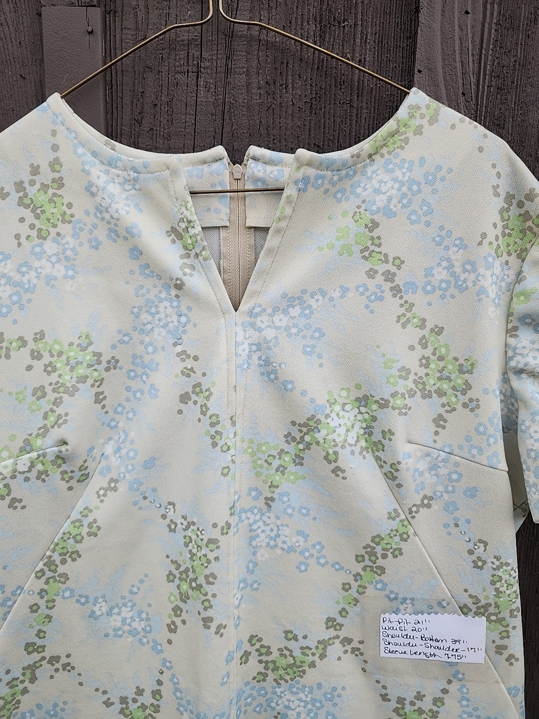 Vtg 70s Handmade Floral Print Double Knit Polyester Dress Womens XL-1X