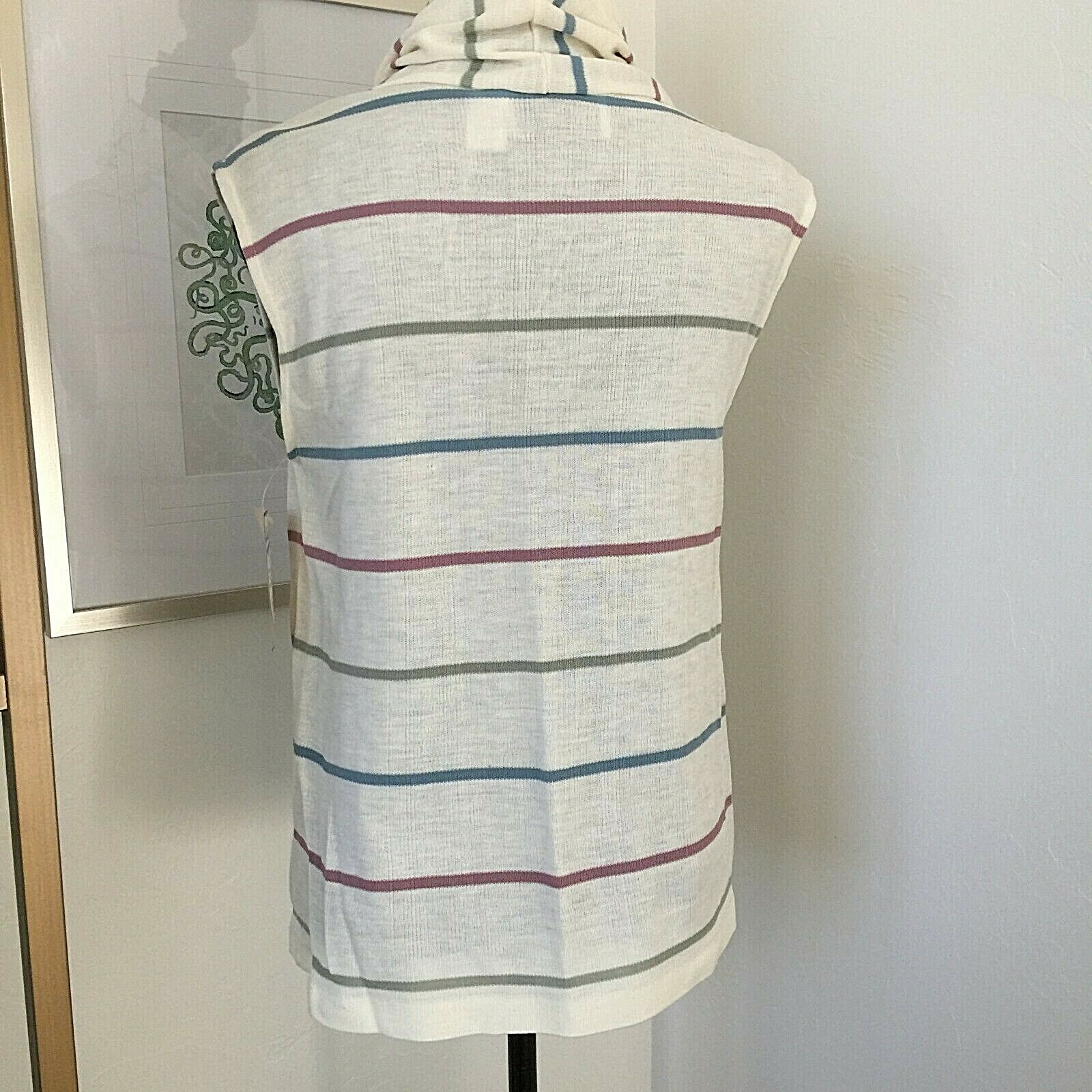 Vintage 1970 Helen Kay for Lucky Tops Sleeveless Stripe Cowl Neck Top Dead Stock