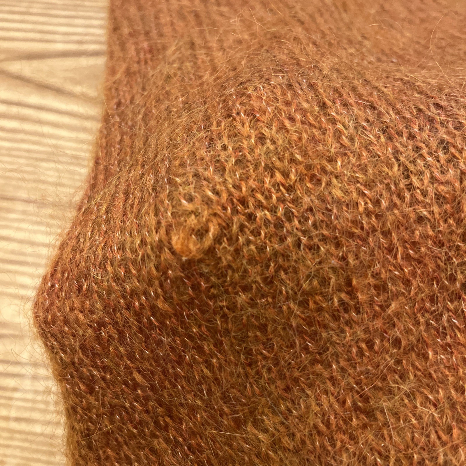 Jeanne Pierre Womens Vtg 80s Camel Brown Sweater Small Petite Mohair Pocket