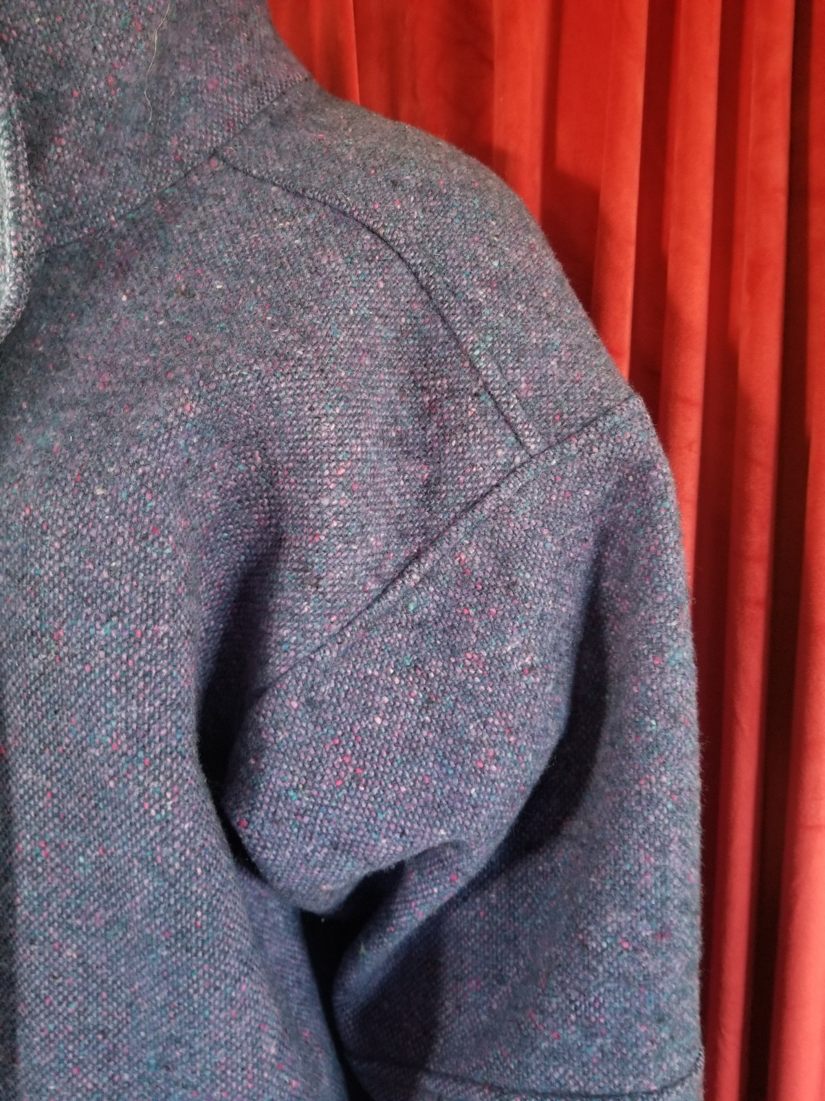 1960’s HOURIHAN Donegal Tweed Pure Wool Womens Vintage Coat Purple Ireland 14