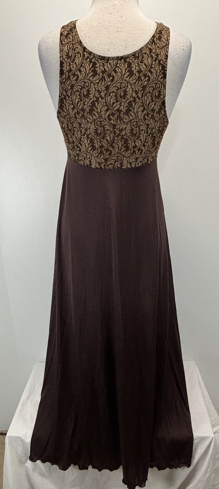 Vtg Shadowline Nylon Nightgown Women’s M Chocolate Brown Nylon Long Made USA