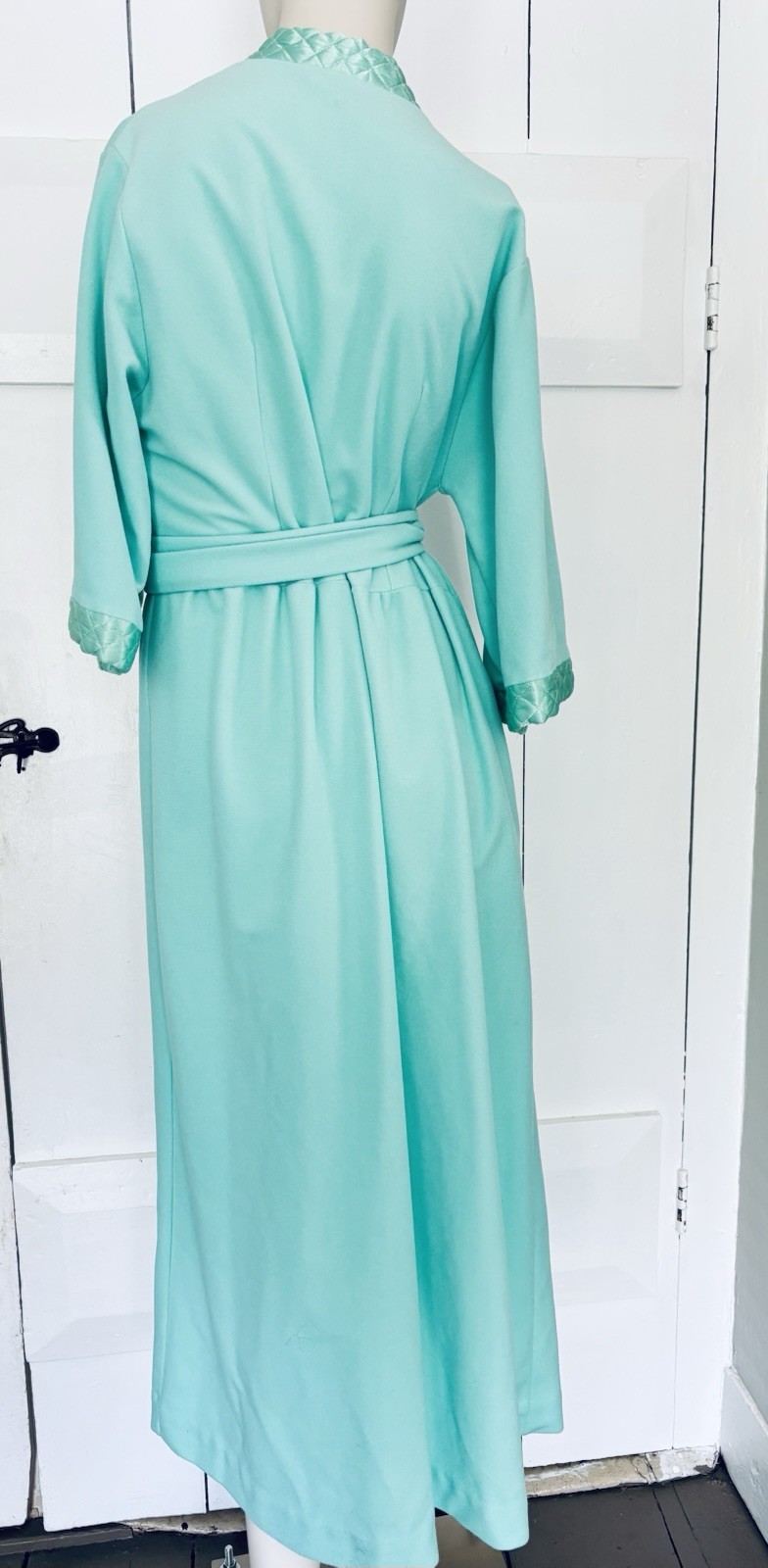 Vintage Loungewear By Artemis Gossard Robe Teal Green With Satin Trim Women’s S