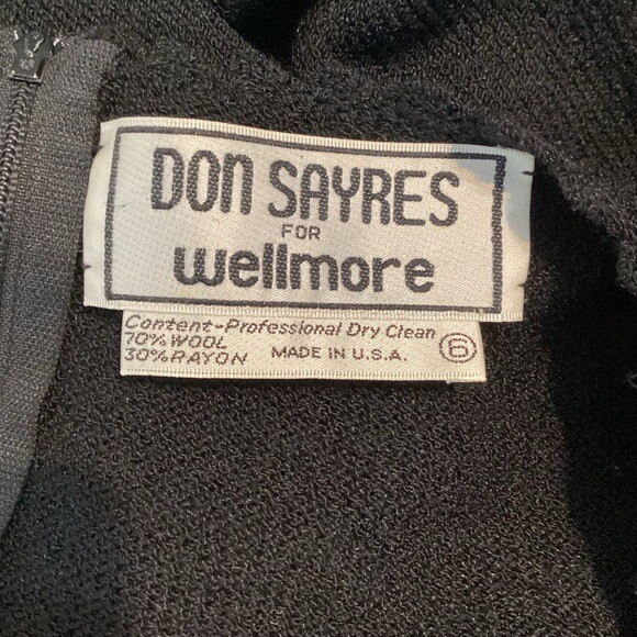 Don Sayres for Wellmore Vintage 80s Beaded Floral Mob Wife Dress Black 6