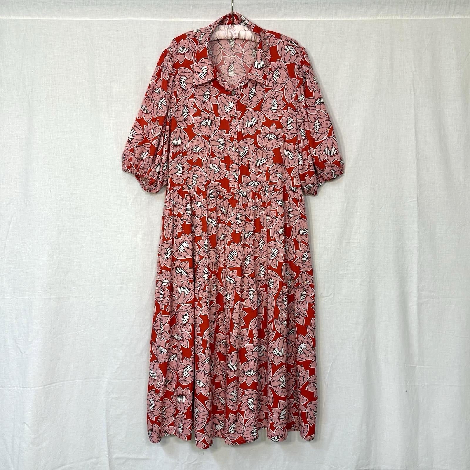 Vintage Loralette Rayon Dress In Red and Pink