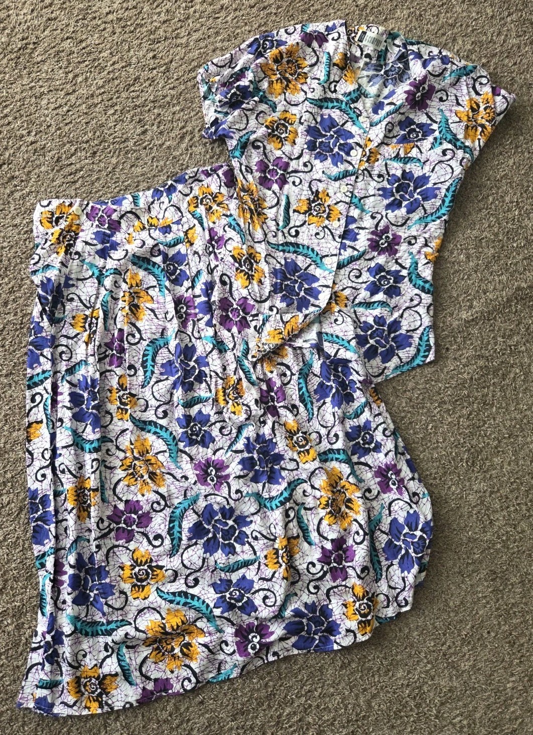 SK & Company Womens White Purple Floral 2 Piece Blouse Top Skirt Set Size 10