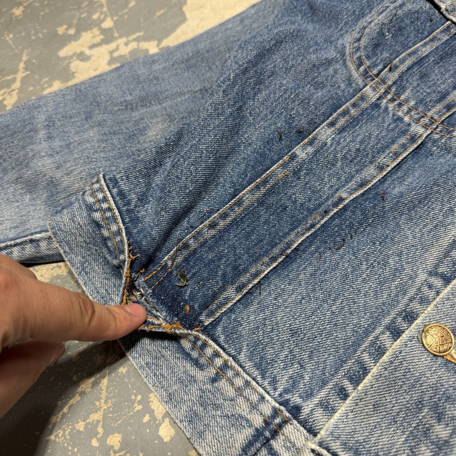 Vintage Eagle 60s 70s Skull Weed Leaf Worn In Distressed Vtg Denim Jacket Type 2