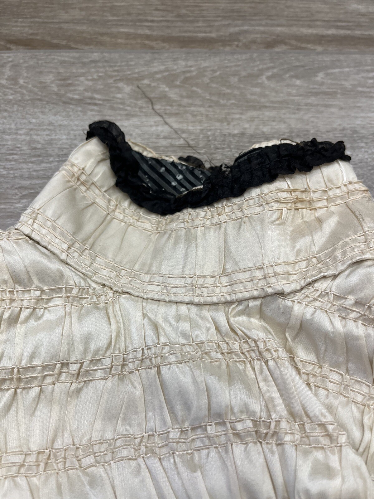 Antique Victorian Black Silk Jacquard Bodice Stripes and Bubble Pattern AS IS