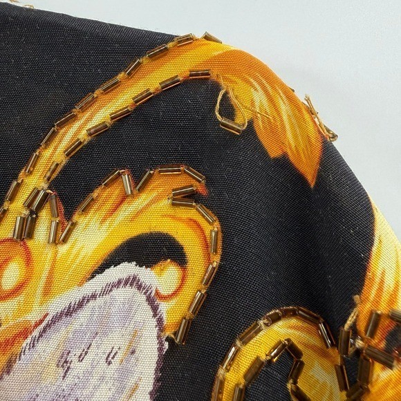 Vintage faith leopard all over print beaded button up blouse large
