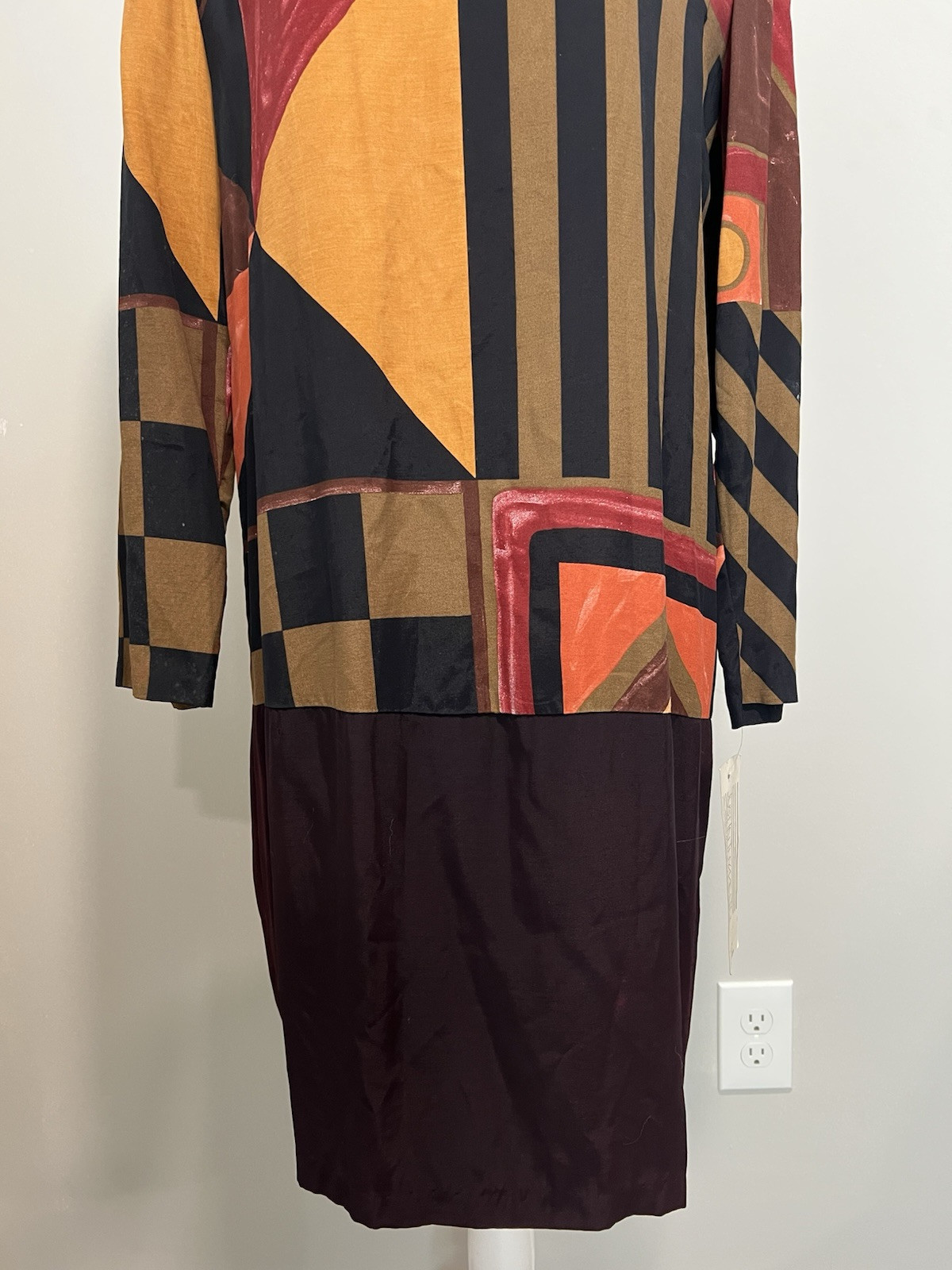 80s/90s Just In Thyme LTD. Multicolored Abstract, Geometric Printed Dress Size 8