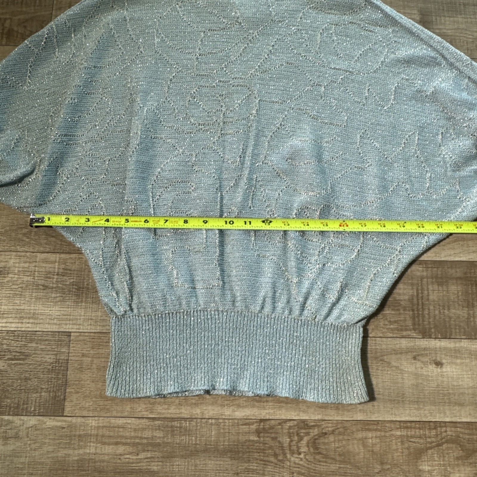 Vivanti Vintage 2 Piece Knit Set Dolman Blouse And Skirt Blue Glitter