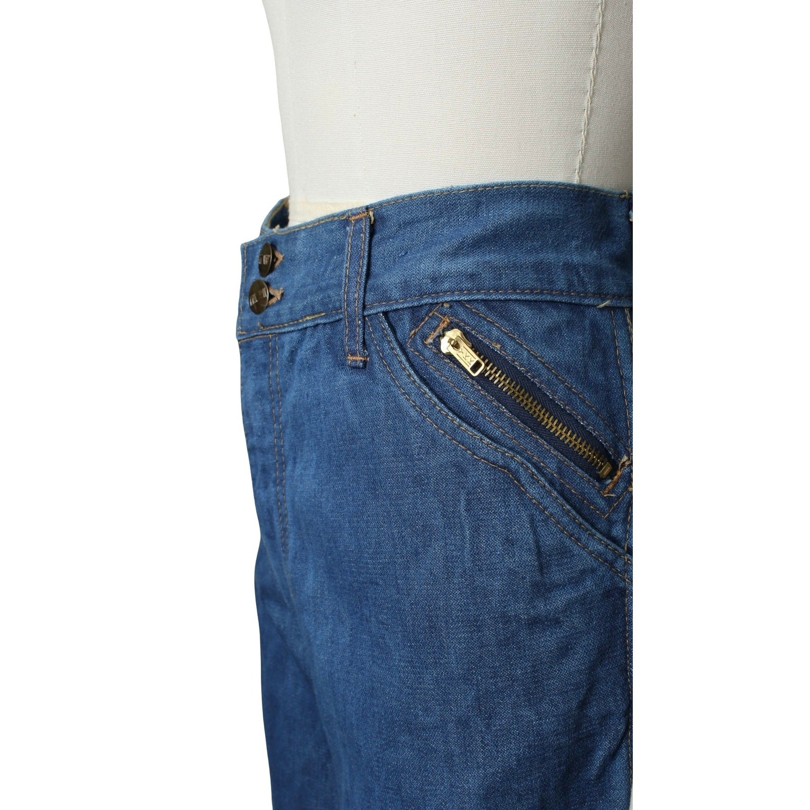 Vintage 1970s Bell Bottoms 70s Deadstock NWT High Rise Flares Blue Denim Jeans