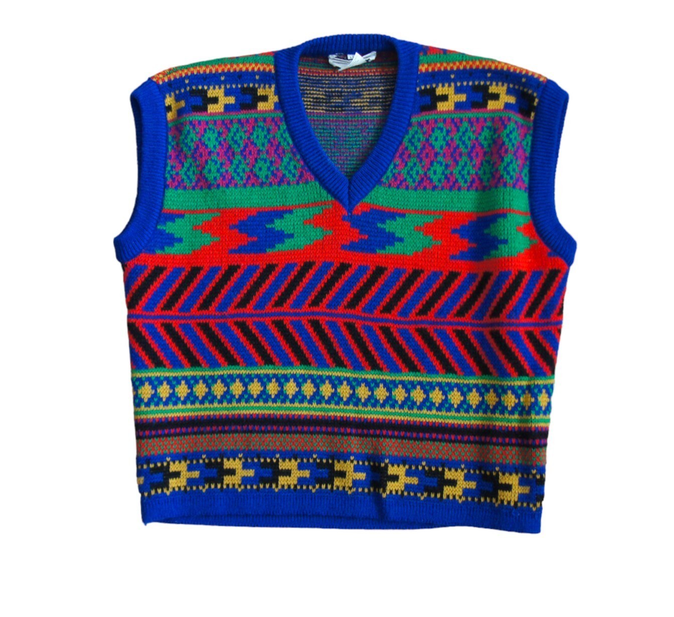 Vintage 90s Compositions Made Italy Wool Blend Sweater Vest Geometric Women’s M