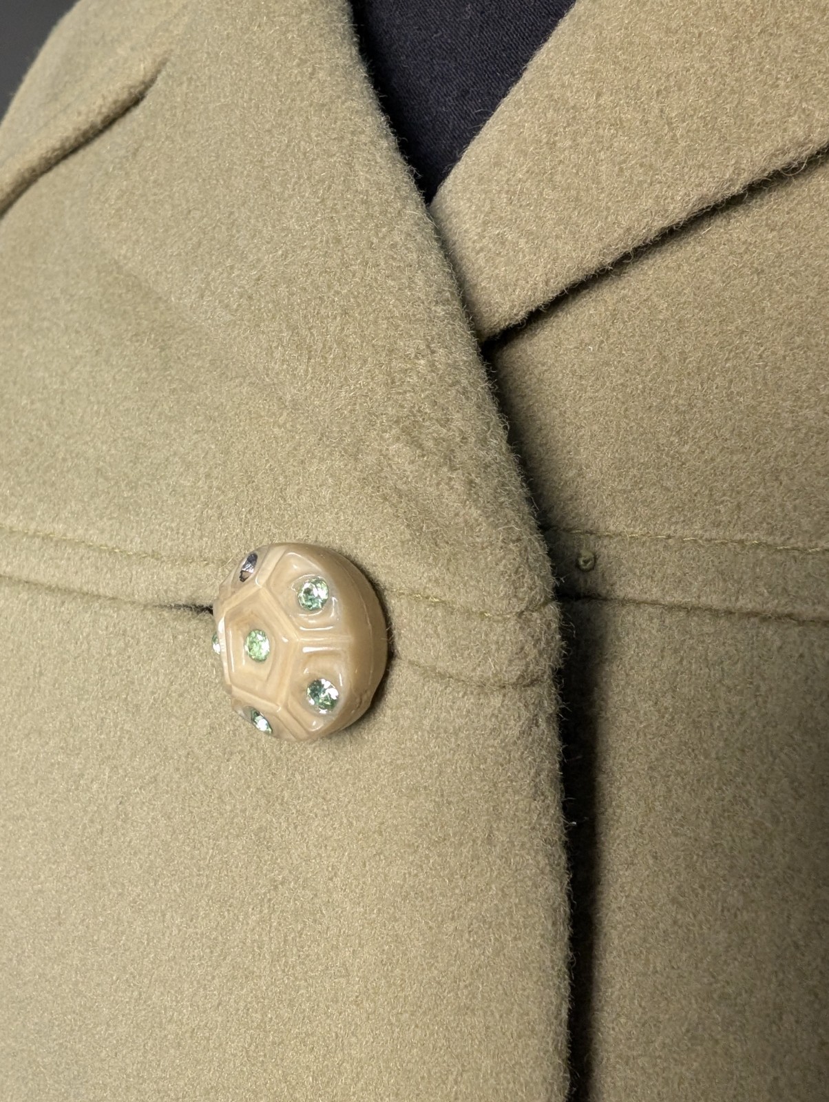 Vintage 100% Cashmere Car Coat Fern Jade Green Size 12-14 Large NOTES!