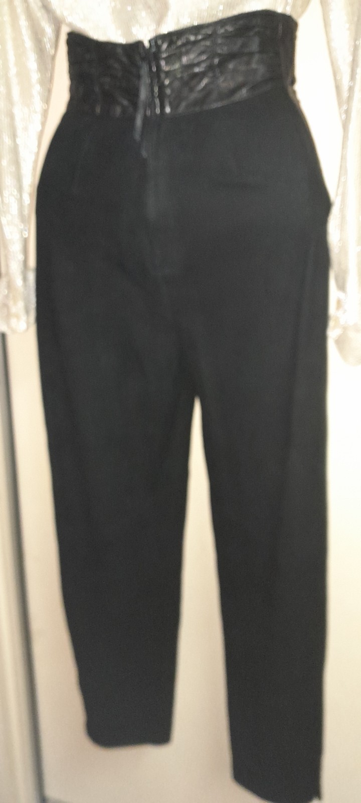 Vtg 80s 90s Does 40s 50s Black Suede I.magnin VAKKO Leather High Waist Pants 26