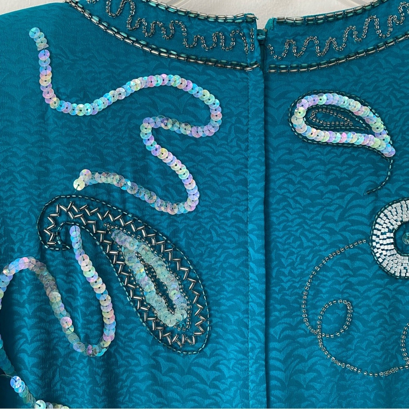 Vintage Francesca of Damon Starington Neiman Marcus Silk Sequin Beaded Dress
