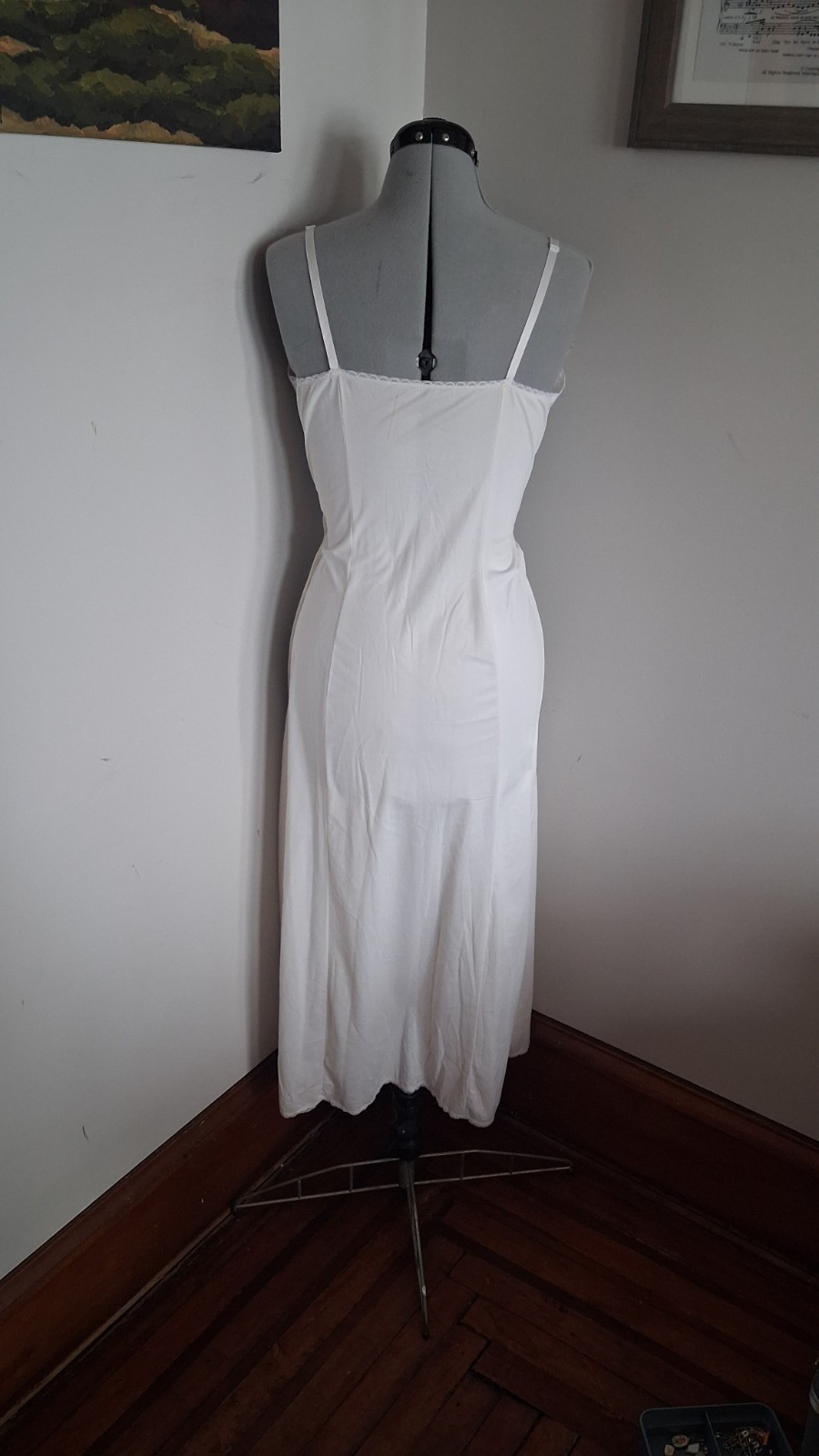 Vintage 1950s White Slip, Vintage Long White Maxi lace Gaymode JC Penney