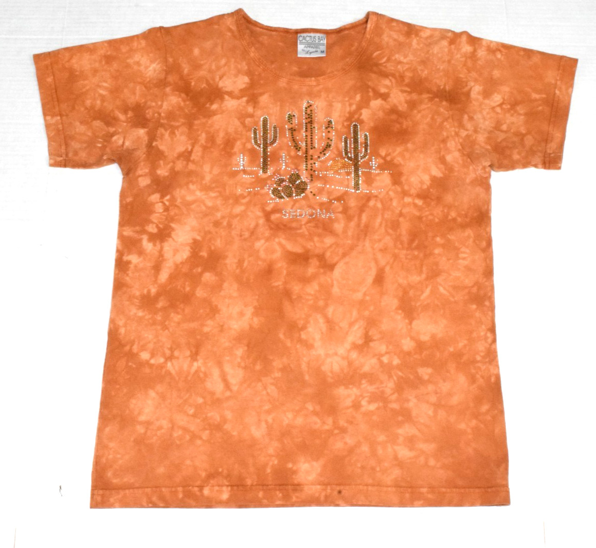 Vintage T-Shirt Size M 90s Cactus Bay Rusty Orange Tie Dye Sedona Made USA