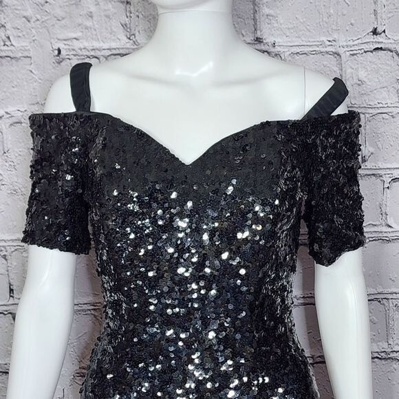 Vintage Modi for Neiman Marcus Sequined Little Black Dress Women’s 4