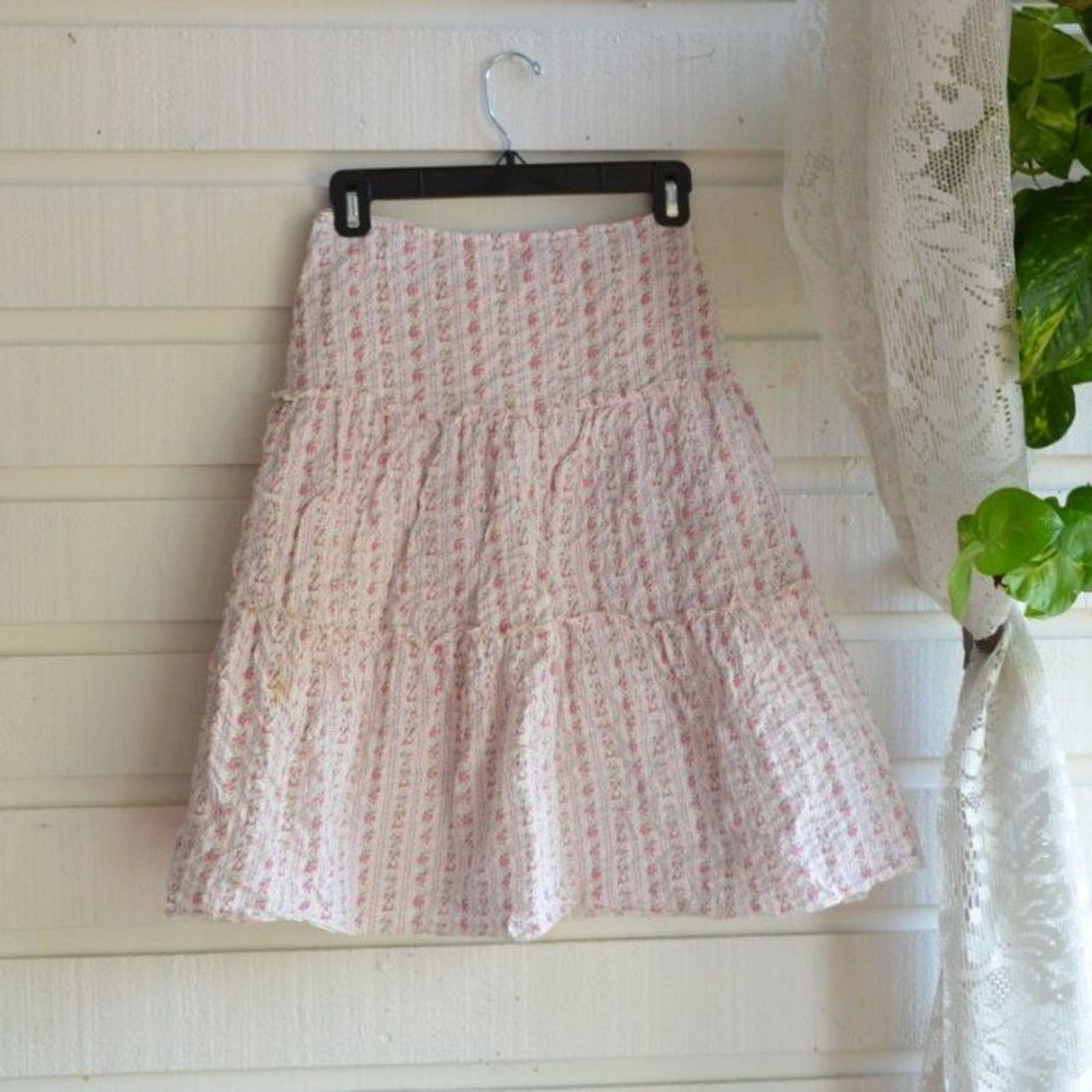 Y2K Mossimo Pink Tiered Ruffle Mini Skirt Boho Coquette – XL