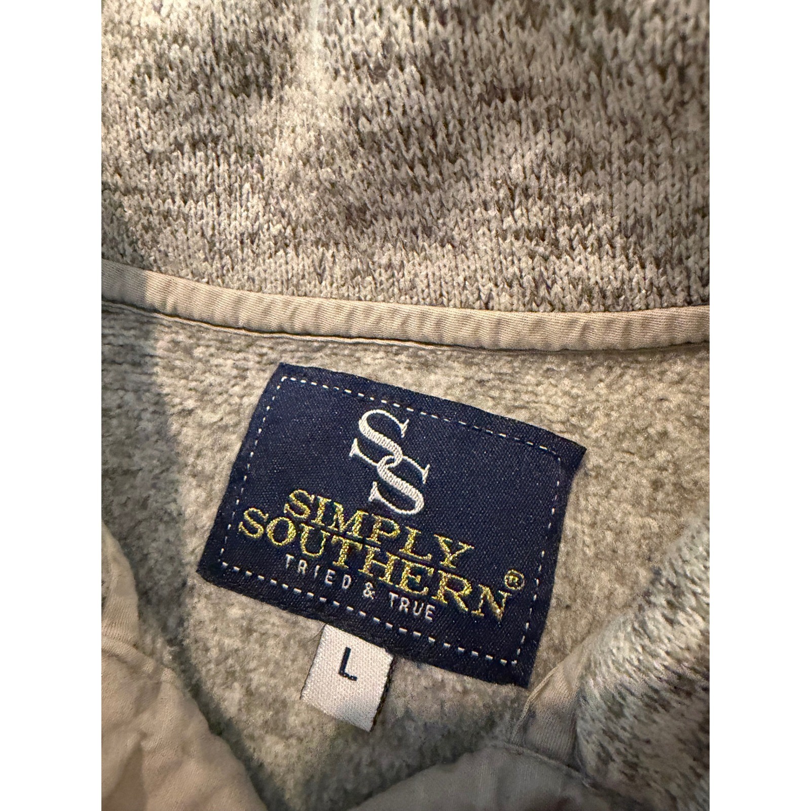 Simply Southern Women’s Large Gray Heather Snap Pullover Fleece Sweater Jacket