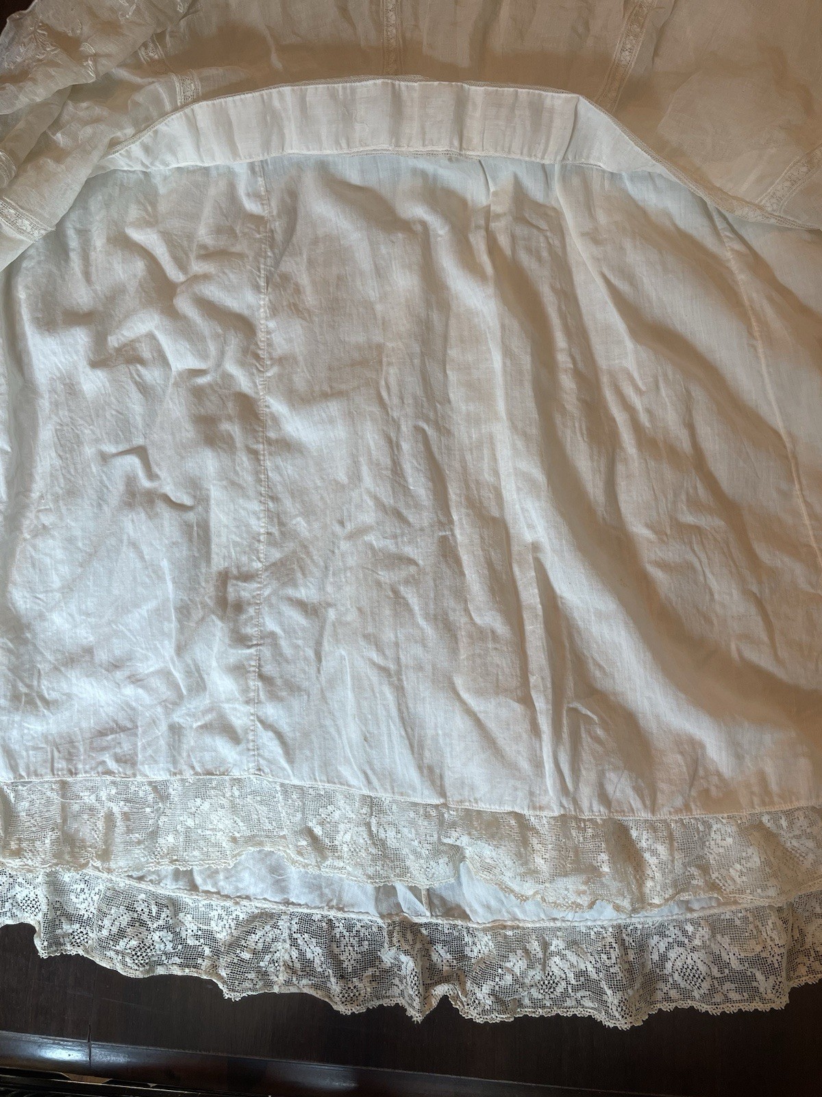 White Cotton Petticoat Slip Underskirt with Lace Hem, Lingerie Dress Style