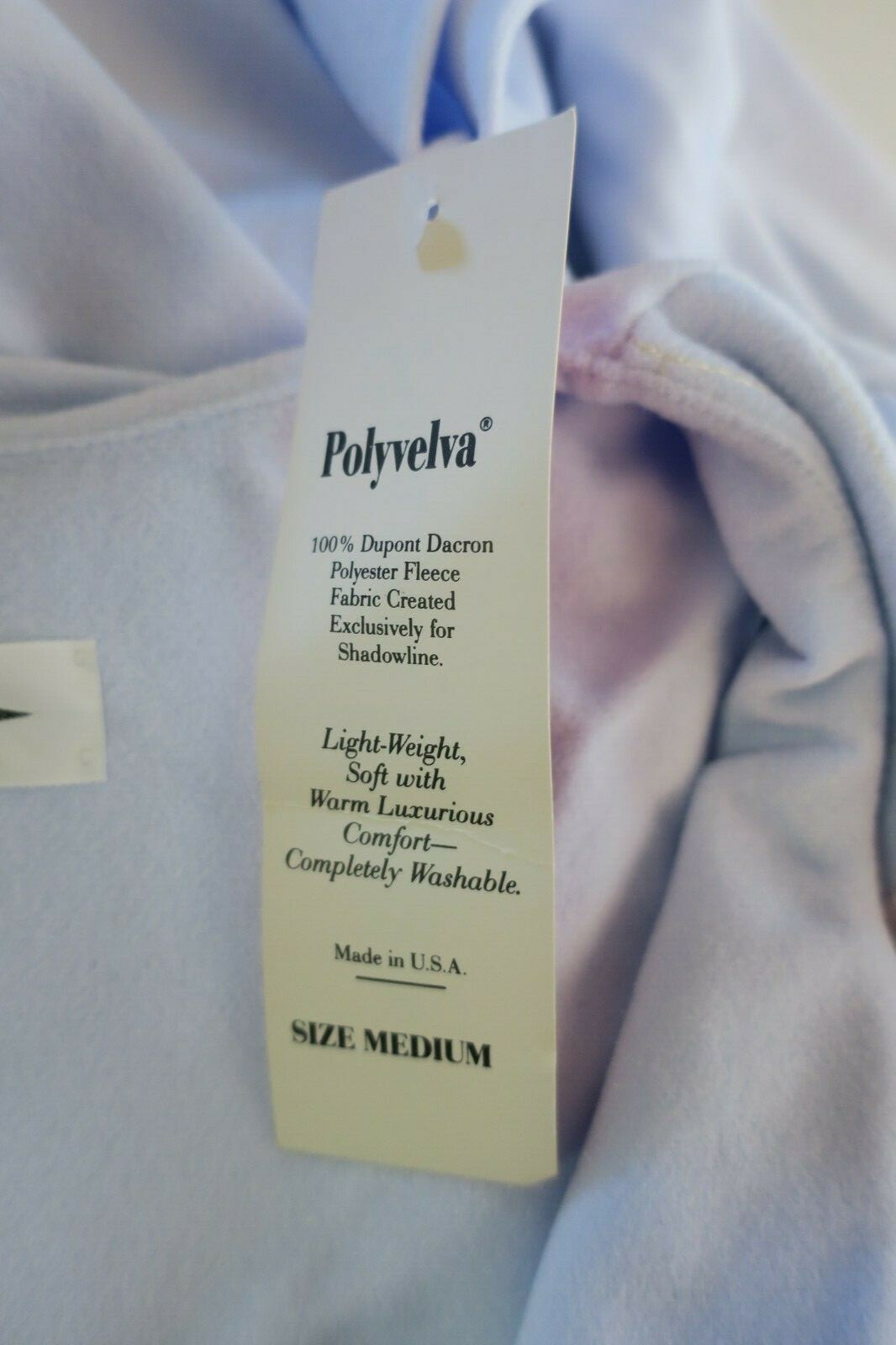 Vtg Periwinkle SHADOWLINE Zip Hostess Peignoir Lounging ROBE Fleece Floral NWT M