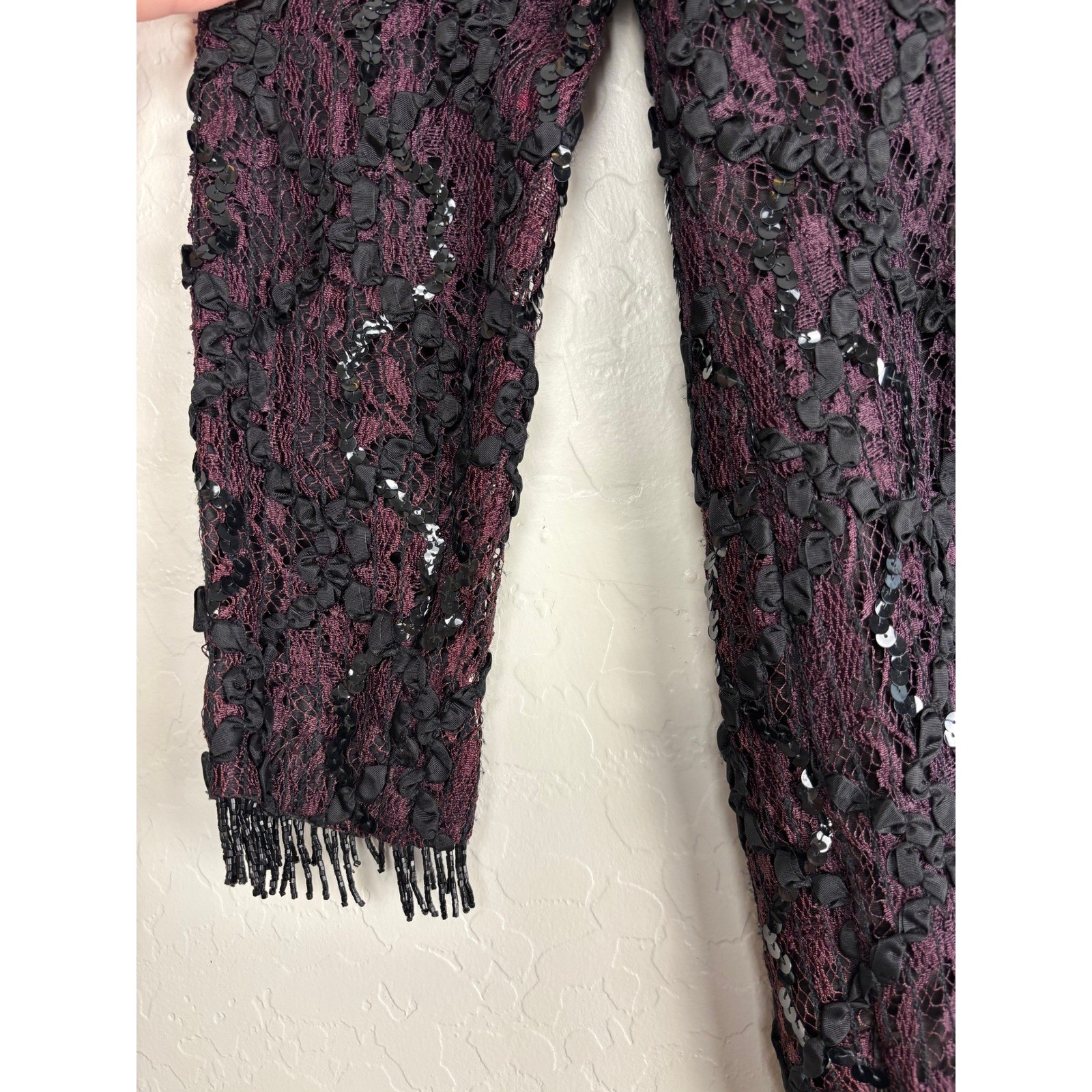 Shuet Young HW Collections Lace Sequin Beaded Dress Purple Black 9-10 2406