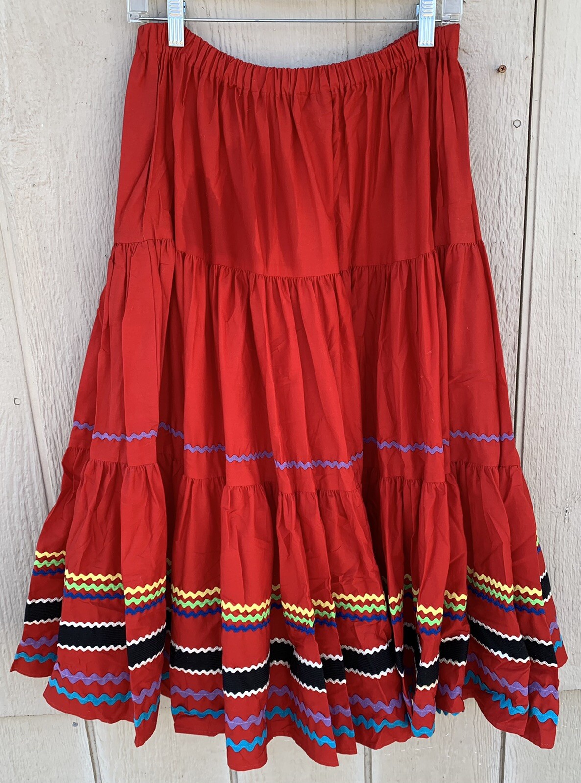 vintage peasant skirt red multicolor ric rac i magnin Sottana by David Lobman 4
