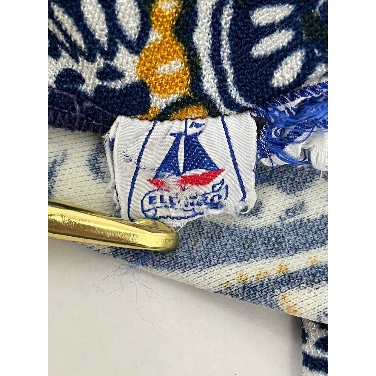 Vintage 50’s 60’s swimsuit One Piece Swimsuit Blue Gold Abstract Helanca Nylon