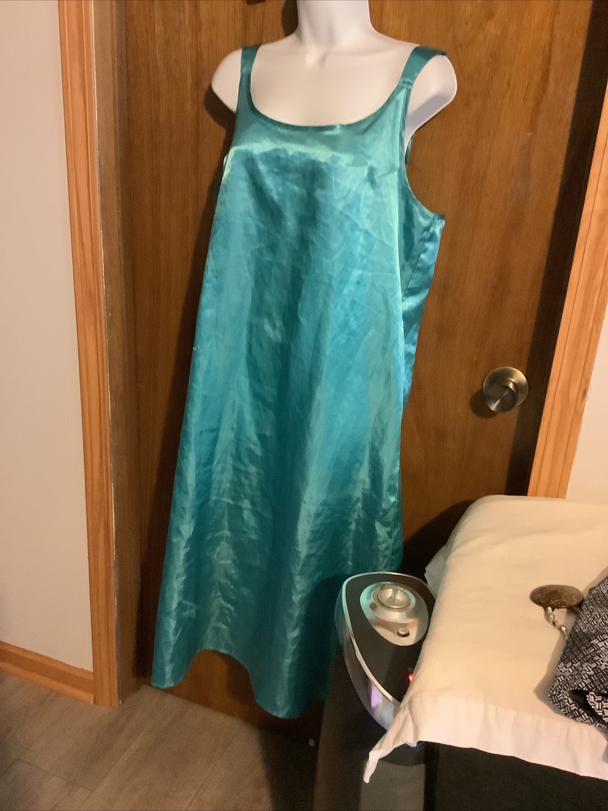Vintage Midnight Velvet Teal Silky Nightgown Women’s Large