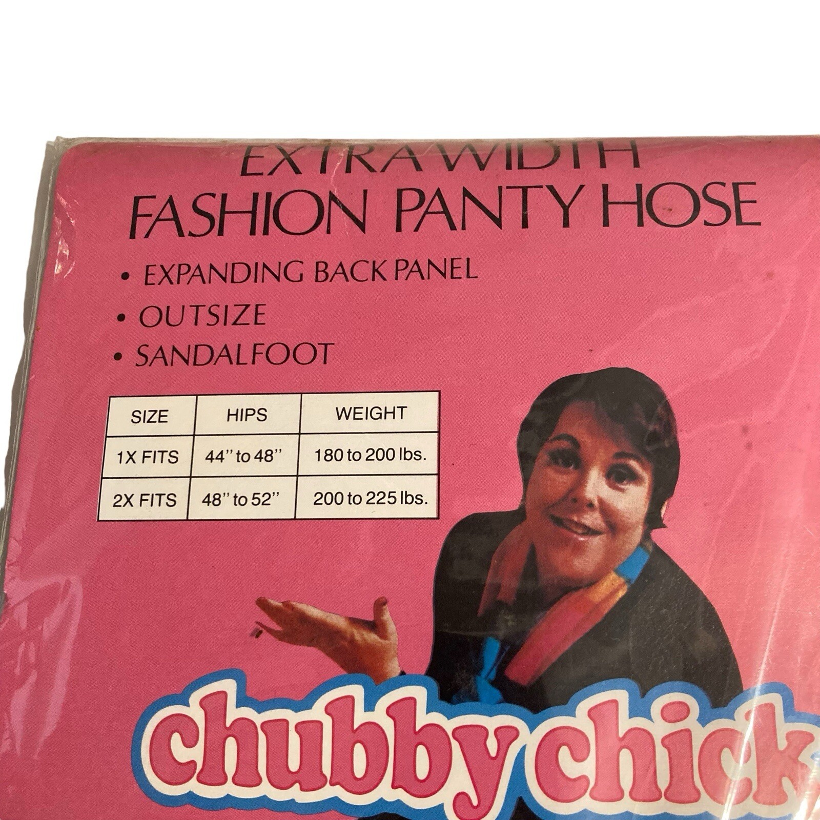 Vintage Chubby Chick Plus Pantyhose Black Print Size 1X Hips 44”-48” 180-200#