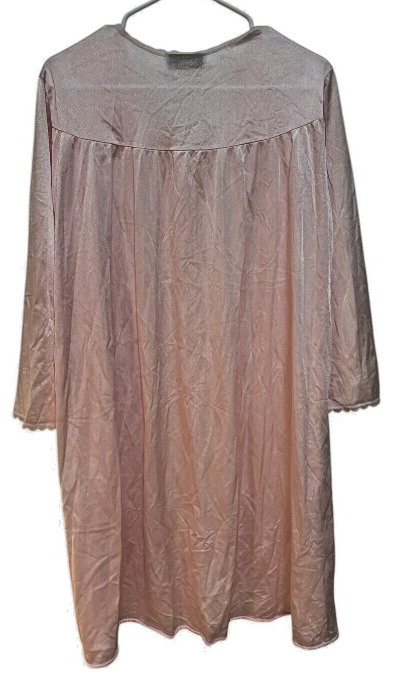 Vintage Vassarette Dressing Gown Pink Midi Nylon Size 1X? Check Measurements