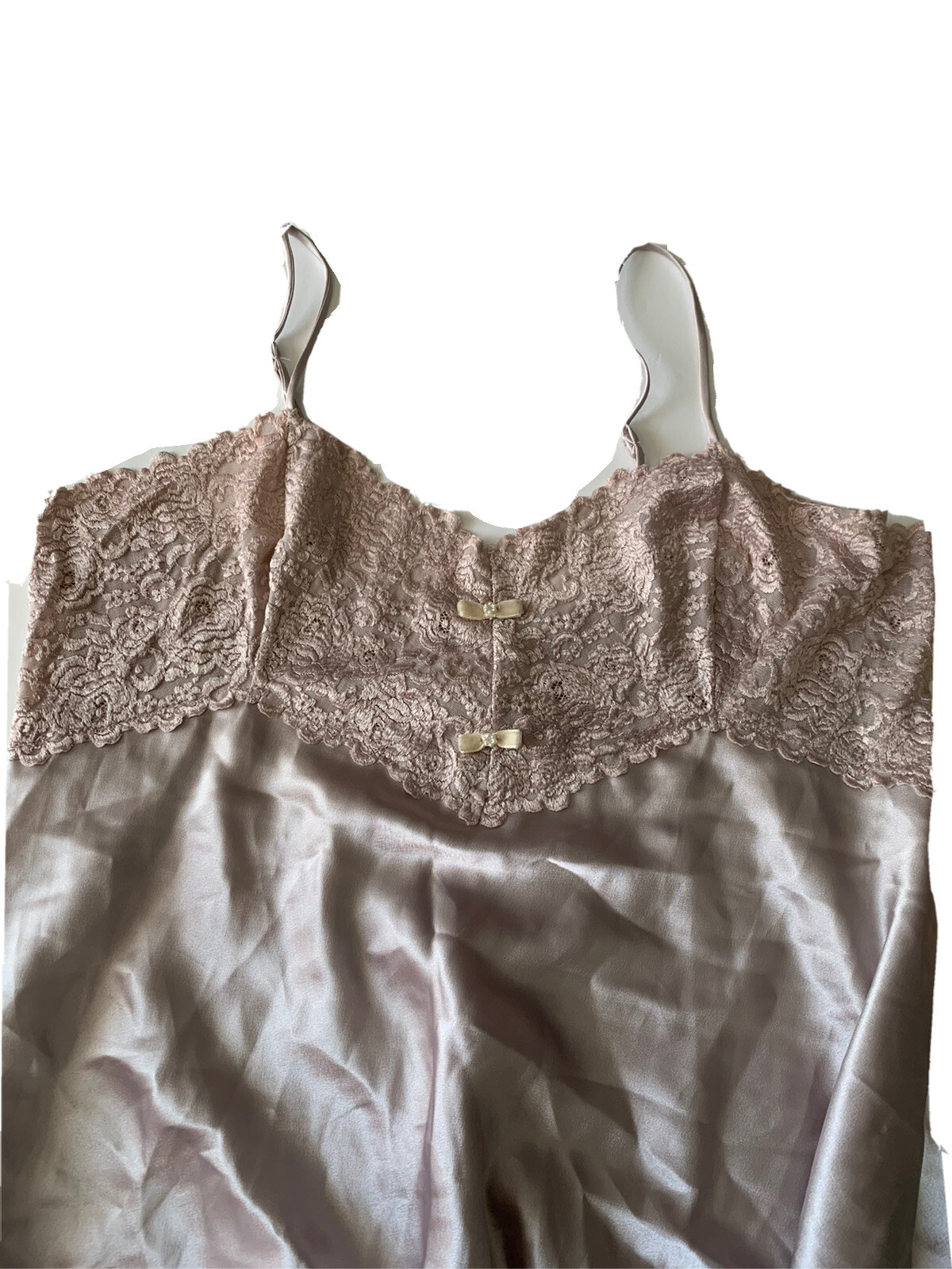 VTG Small Intimo Amore Nightgown MAUVE TAUPE Color Silky Slip Dress Size XL EUC