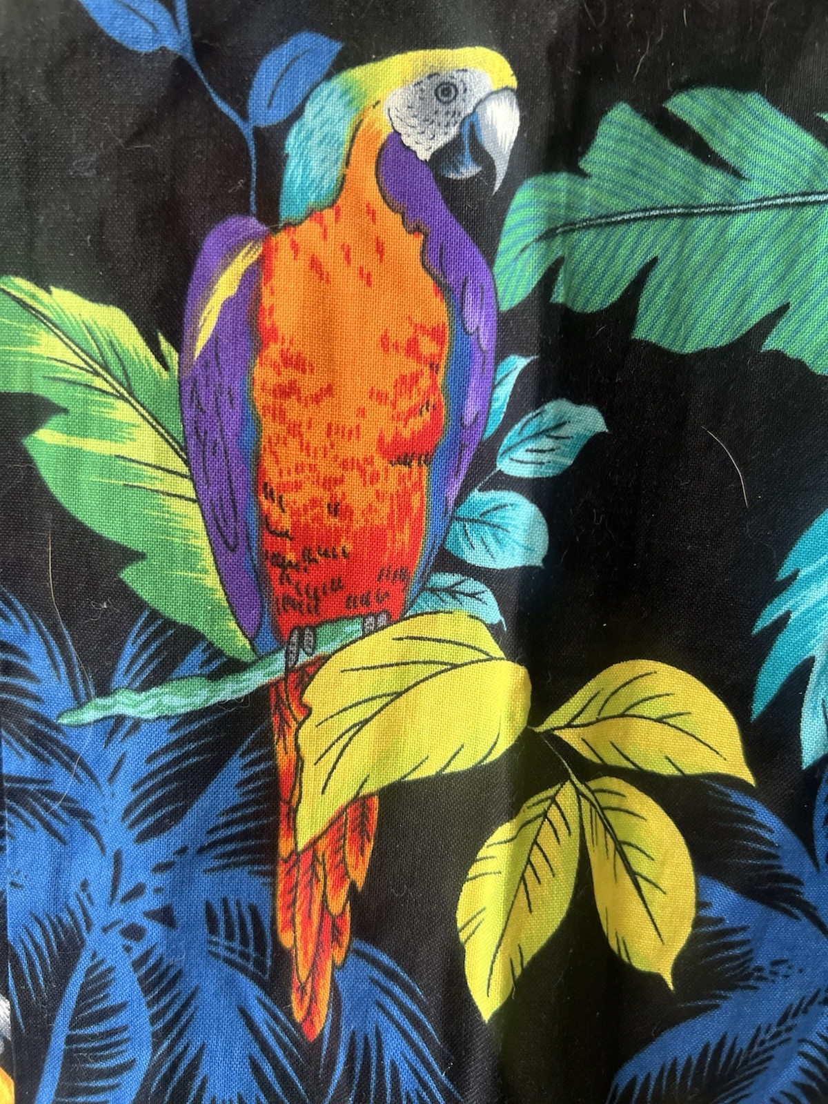 VINTAGE SHANNON MARIE HAWAII 100% COTTON TROPICAL PARROT SLEEVELESS DRESS Sz.XL*