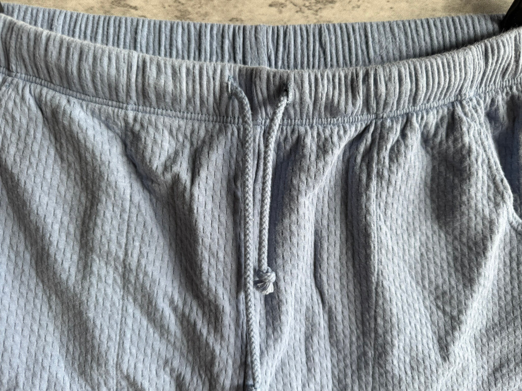Vintage 1980s Marika Blue Textured Cotton Drawstring Waist Shorts Size L USA