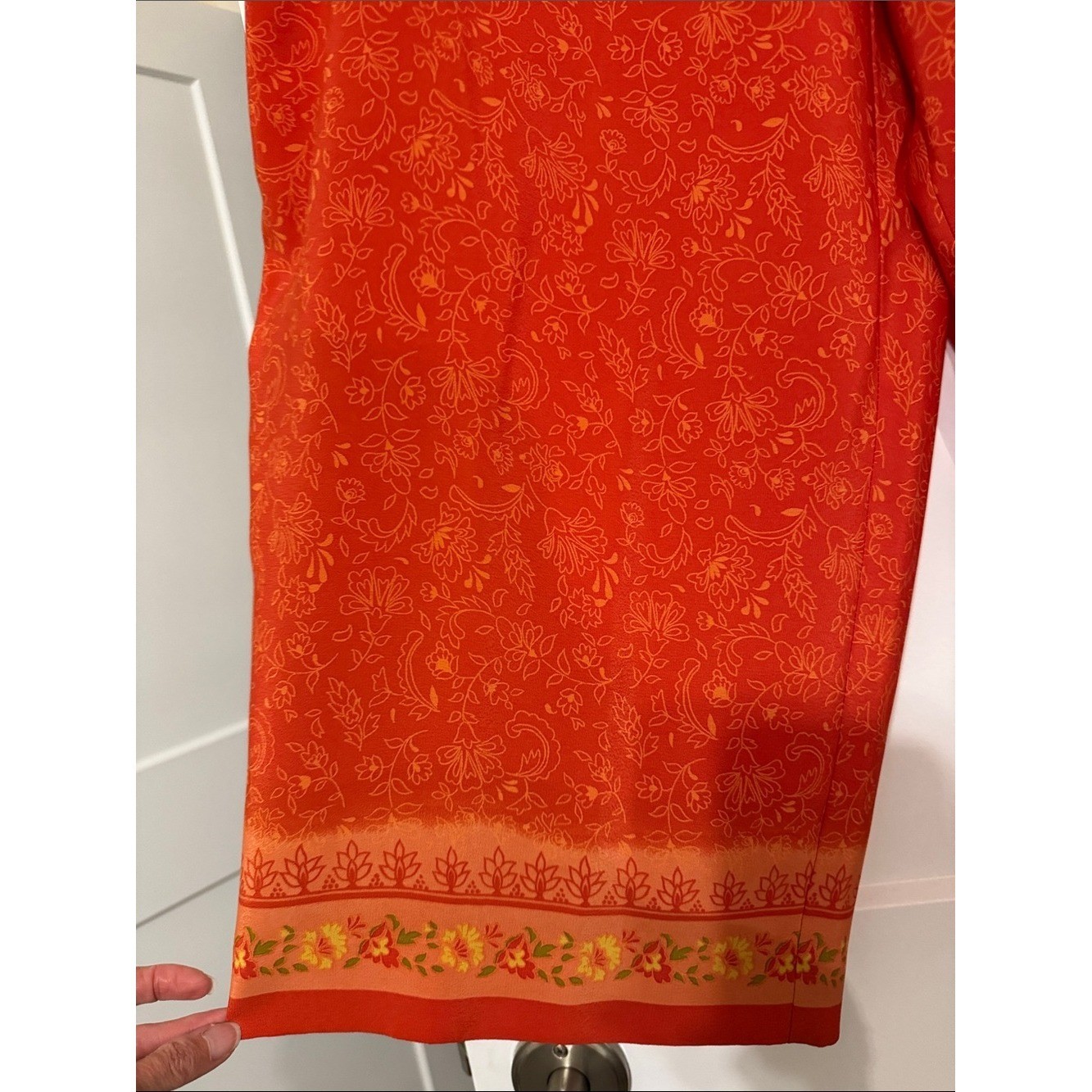 Venezia Jeans Orange Boho Border Print Wide Leg Pull-On Pants 18/20 Y2K Resort