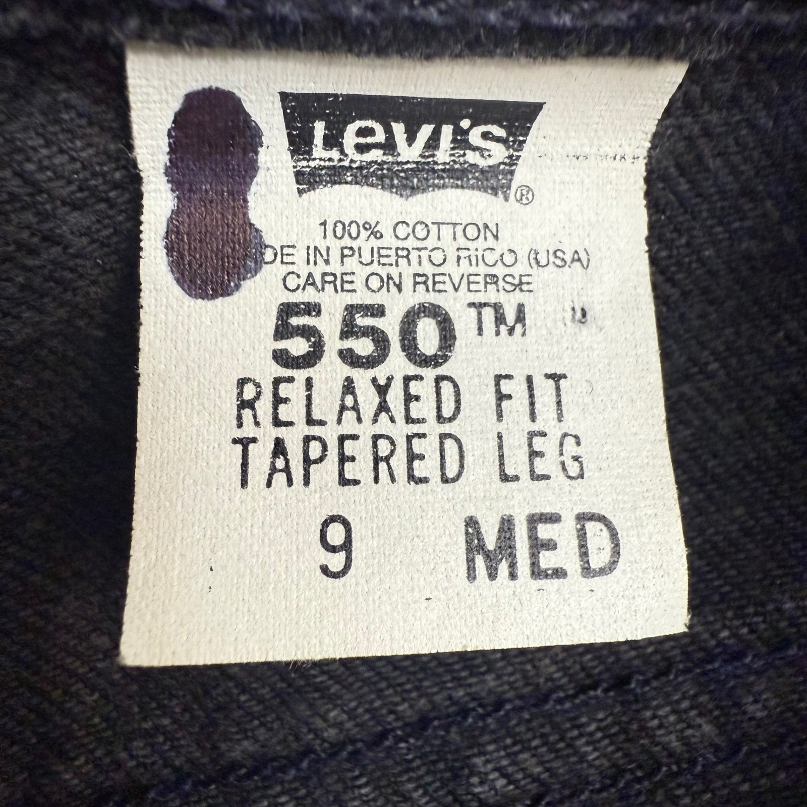 Vintage Levis 550 Relaxed Fit Tapered Leg Black Jeans 9 Med 1996 USA 29×30 Blank