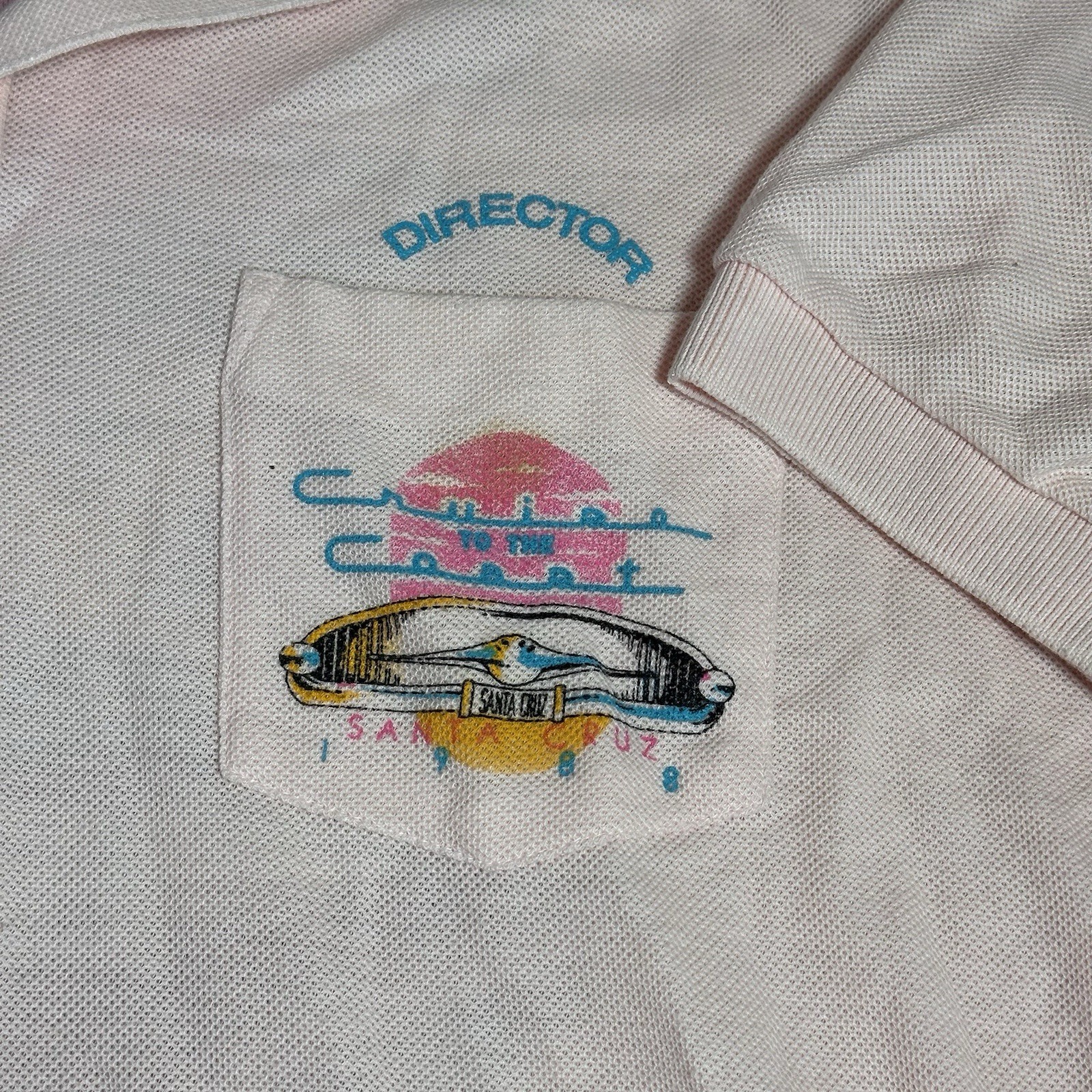 1988 SANTA CRUZ Car Show Women’s Polo 1/4 Button Shirt Sz (L) Pink “DIRECTOR”