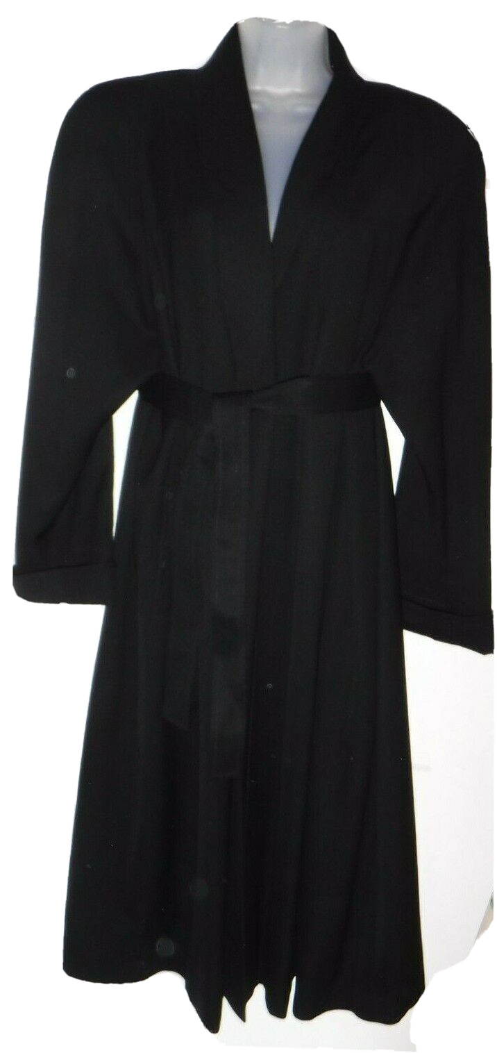 Bert Newman Women’s size 12 black pure wool long open with tie coat